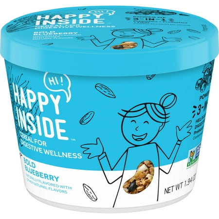 (6 pack) HI! Happy Inside Bold Blueberry Granola Cereal (Prebiotics, Probiotics & Fiber) 1.94oz