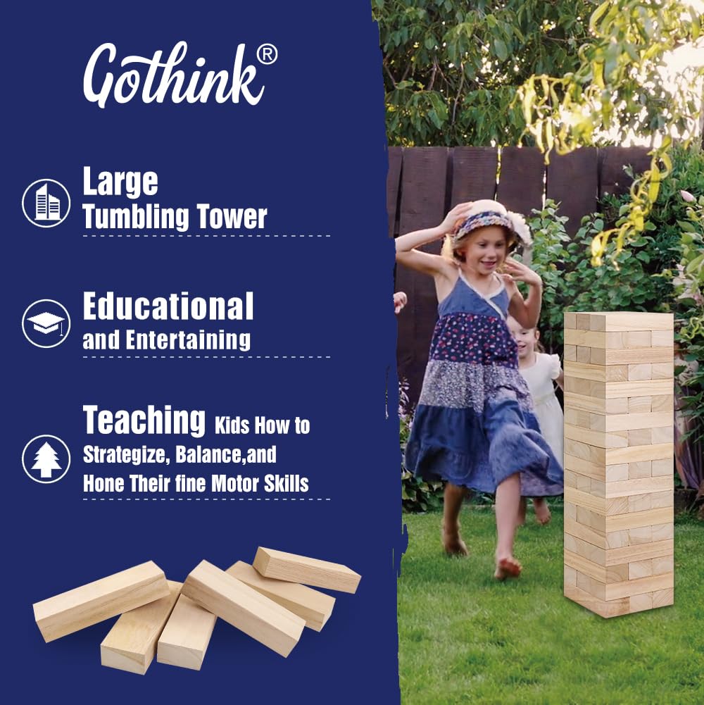 Fugocen Giant Tumble Tower Game, 54 Wooden Blocks photo 5
