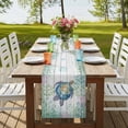 thumbnail image 4 of Sea Turtle Coastal Table Runner, Blue Green Summer Beach Coral Wooden Washable Cotton Linen Table Runners 108 Inches Long, Dresser Scarf Runner for Dining/Living Room/Kitchen/Square Tables 13''x108'', 4 of 9