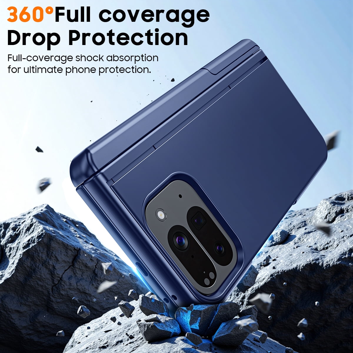 Vizvera Magnetic for Google Pixel 10 Pro Fold Case with Stand, Fit for Magsafe, Hinge Protection, Screen Protector, Built-in Hidden Kickstand, Slim Shockproof Phone Case-Blue