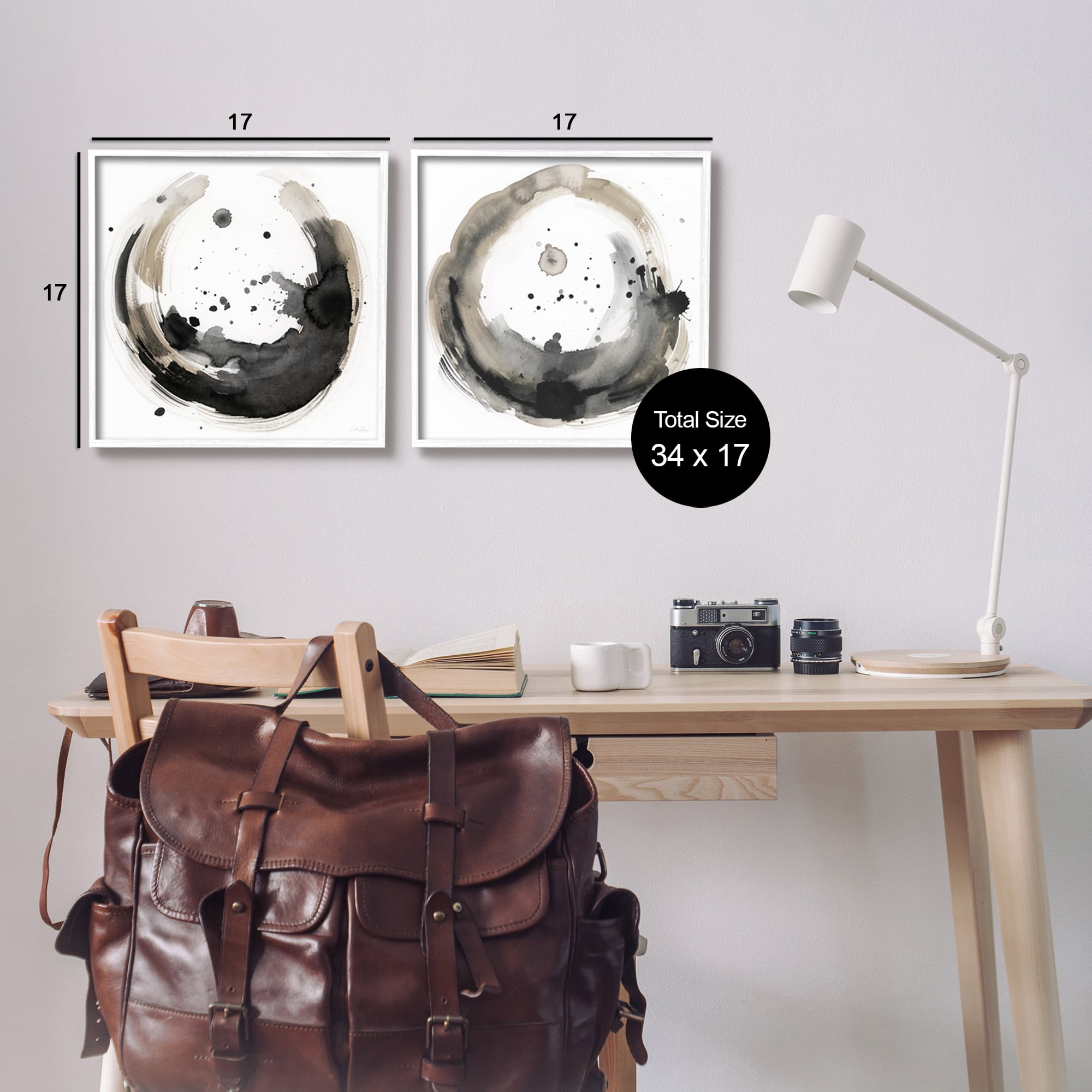 Stupell Urban Infinity Abstract Circles Painting Abstract Painting White Framed Art Print Wall Art, Set of 2