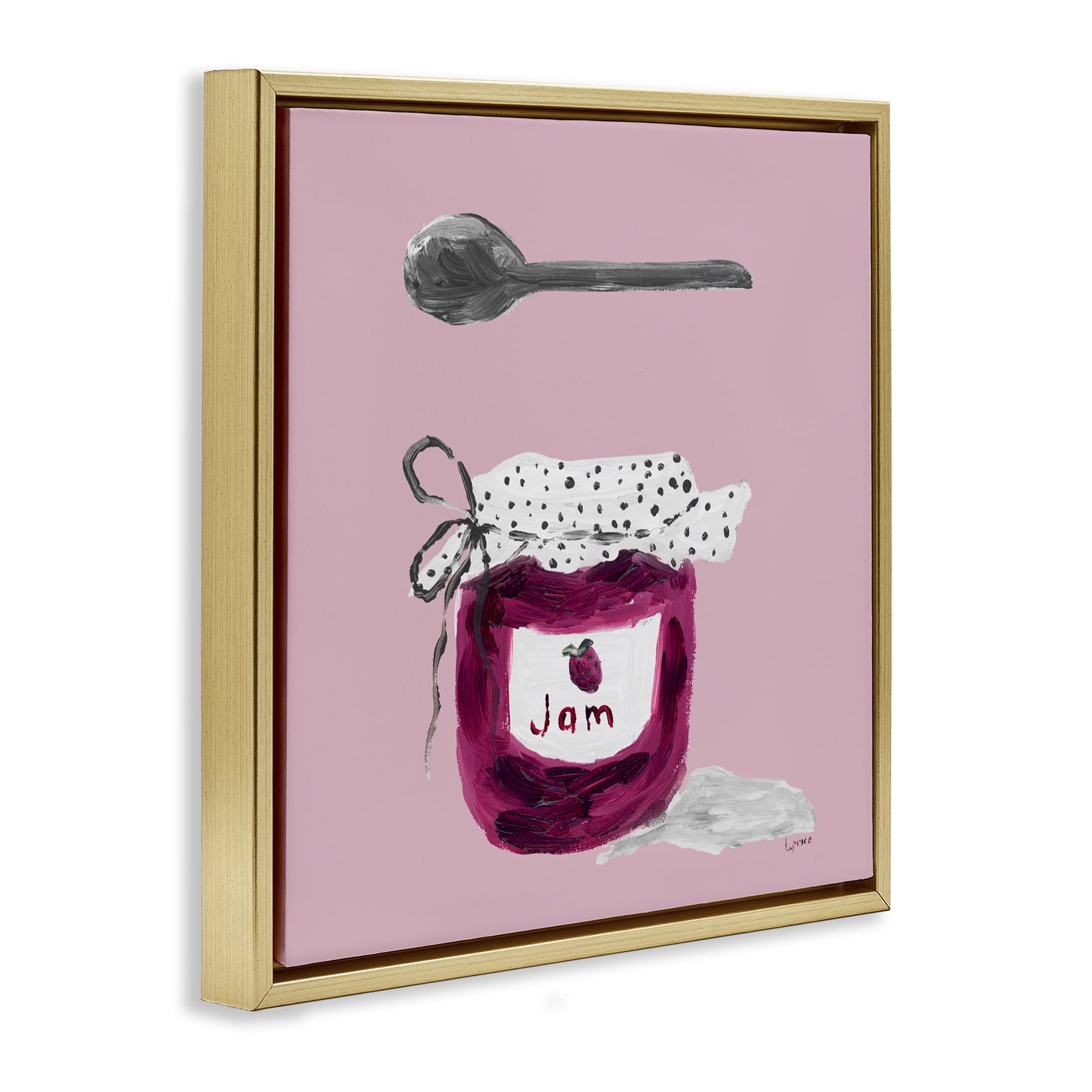 Stupell Industries Jam Jar over Blush Gold Framed Floater Canvas Wall Art, design by Lucille Price