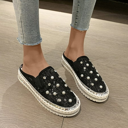 

Lhked Fashion Rhinestone Flat Sole Single Shoes Women s One-footed Shoes Casual Shoes