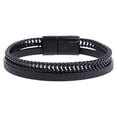 thumbnail image 1 of de Cuero con Cierre Magnético Muñeca Moda Punk Cuerda Elegante Envoltura de Joyería de Doble , Hombres Unisex ún Negro Sunnimix brazalete cruzado, 1 of 8