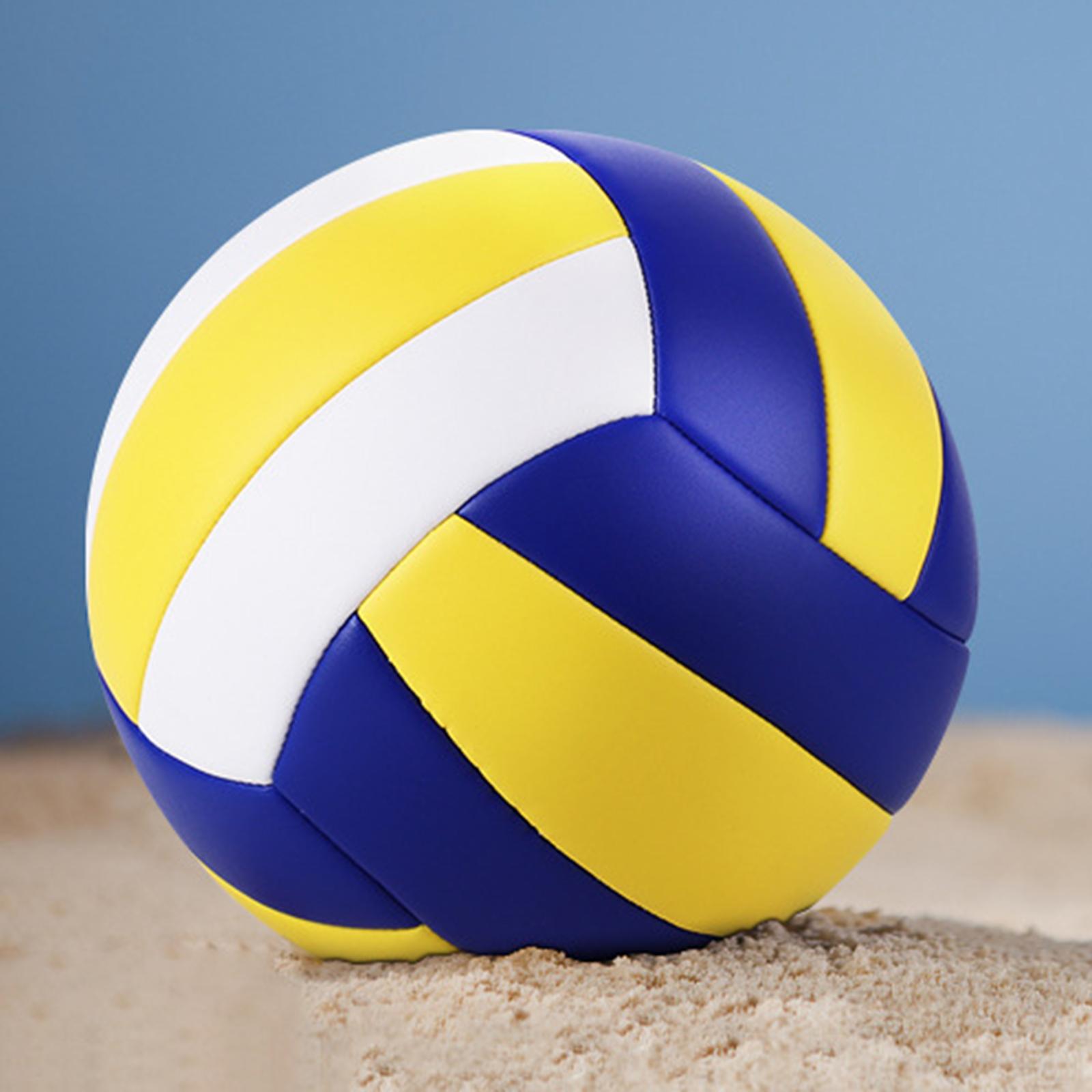 Professional Indoor Volleyball PU Leather Outdoor Ball w/ Ball Pump Beach Gym Training play children Beginner Teenager Blue Yellow - image 4 of 11