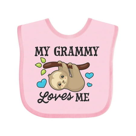 

Inktastic My Grammy Loves Me with Sloth and Hearts Gift Baby Boy or Baby Girl Bib
