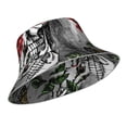 thumbnail image 2 of Kll Skulls Roses Bucket Hat For Women Men Packable Travel Beach Sun Hat Outdoor Rave Accessories Reflective Fisherman Cap, 2 of 9