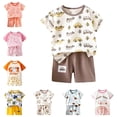thumbnail image 2 of LRen Boy Clothes Size 6/7 Outfits Sets Summer,Boys Outfits 2PCS Short Sleeve Graphic T-Shirt and Short Set Summer Casual Clother for Kids, 2 of 5