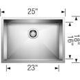 thumbnail image 2 of Quatrus R0 Évier de Cuisine en Acier Inoxydable Encastré sous le Bol Simple de 25 Pouces, 2 of 3