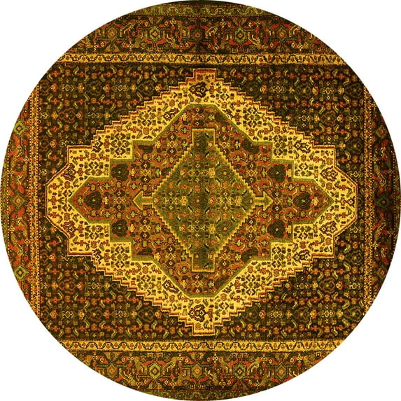 Ahgly Company Indoor Round Persian Yellow Traditional Area Rugs, 7' Round