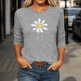 thumbnail image 5 of Floral Tshirts for Women 3/4 Sleeve Casual Tunic Shirts Crew Neck Loose Summer Fall Going Out Outfits Gray, 2XL, 5 of 6