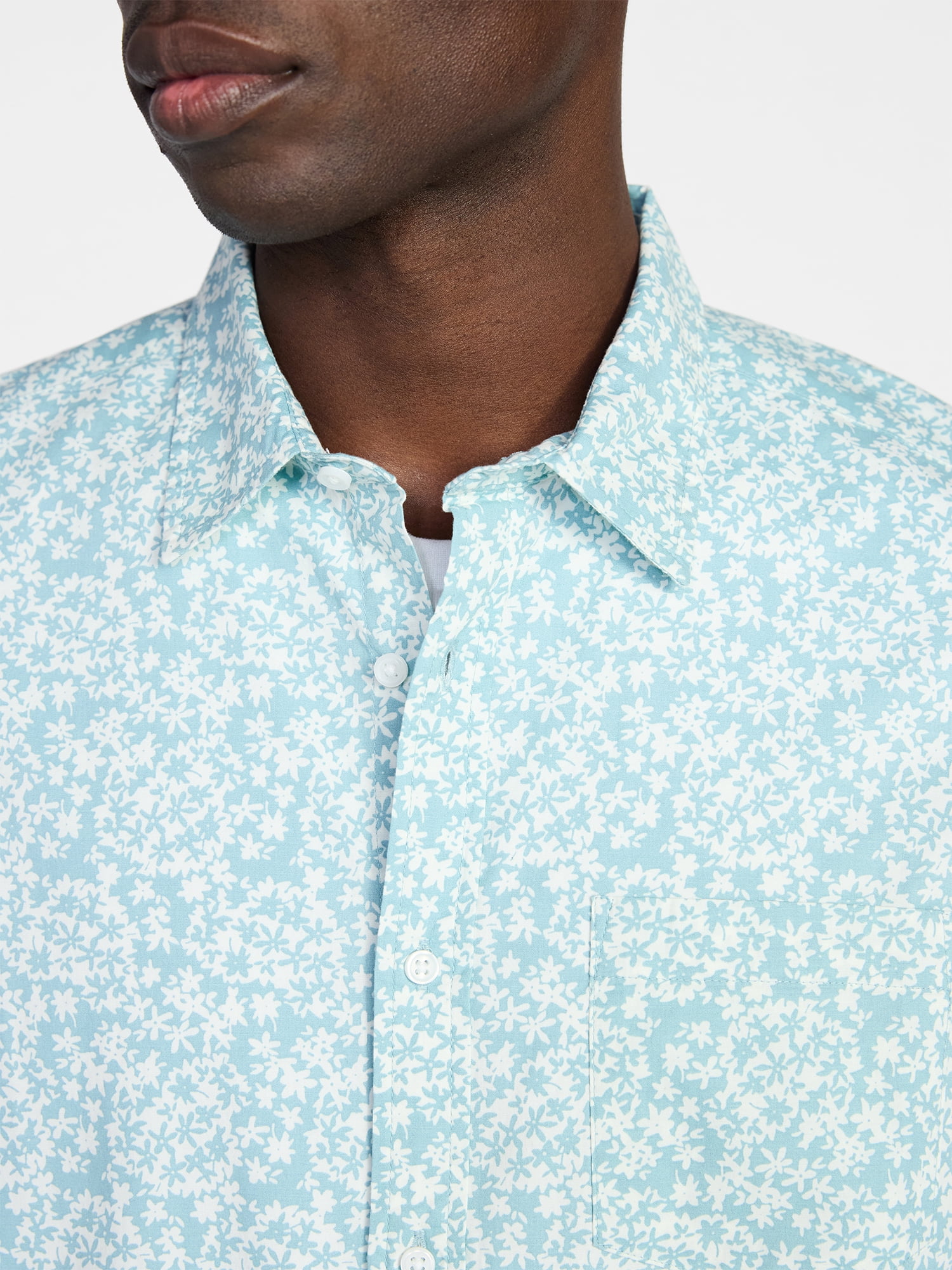 George Men's & Big Men's Modern Fit Poplin Button Up Shirt with Short Sleeves, Sizes XS-5XL