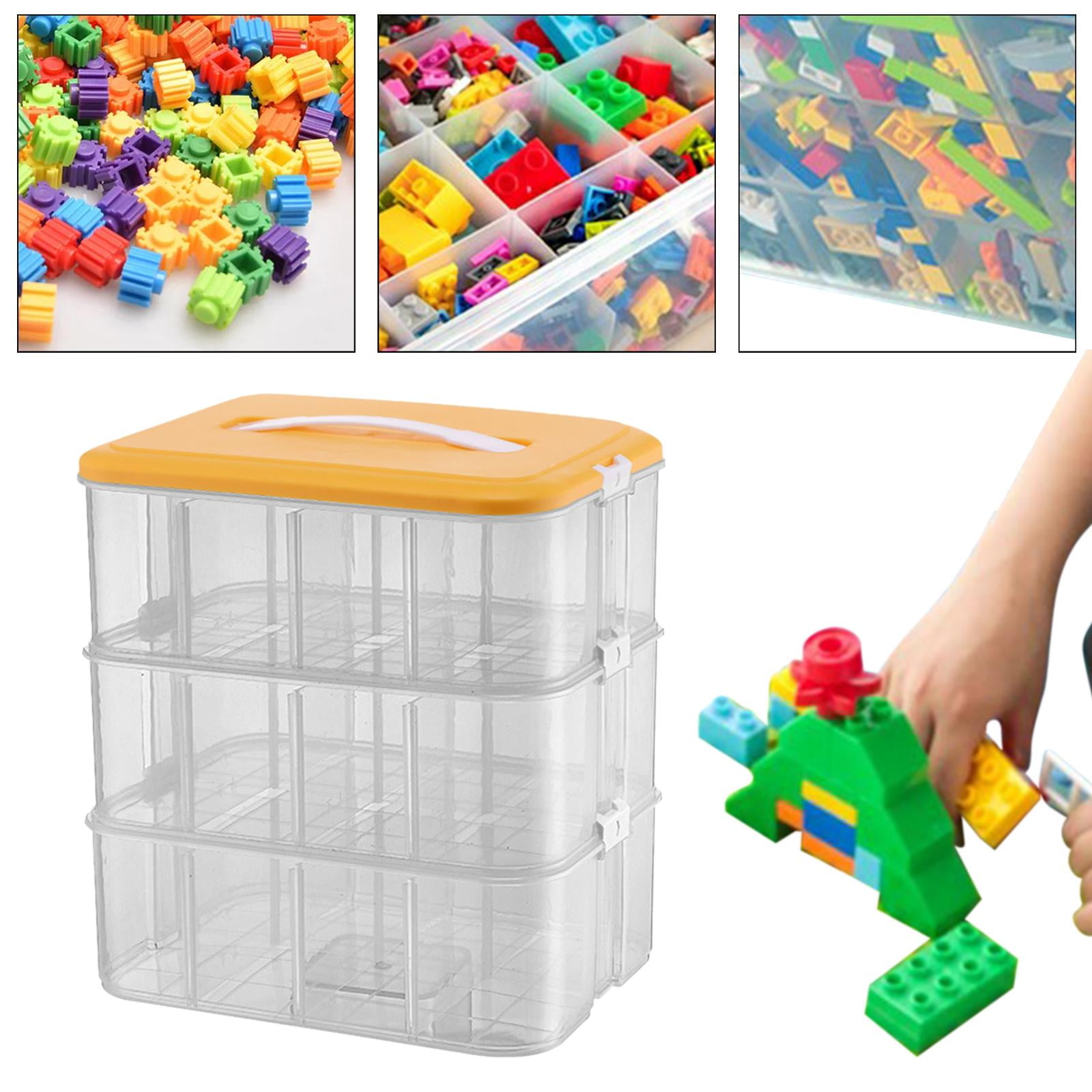 Fiocias Portable Building Blocks Storage Gaming Building Blocks Container Case for Craft three floors