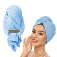 thumbnail image 1 of Toalla de microfibra para secar el cabello con correa elástica. Turbante de secado rápido para cabello mojado, largo, grueso y rizado. Toallas súper suaves para secar el cabello., 1 of 9