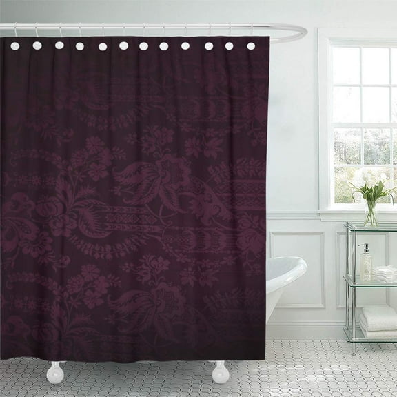 Libin Gothic Dark Purple Damask Medieval Shower Curtain 60x72 inch