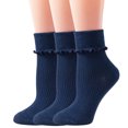 thumbnail image 3 of TZYDMN Womens Ruffle Ankle Socks Fashion Breathable Solid Color Turn-Cuff Cute Girls Socks 3 Pairs, 3 of 3