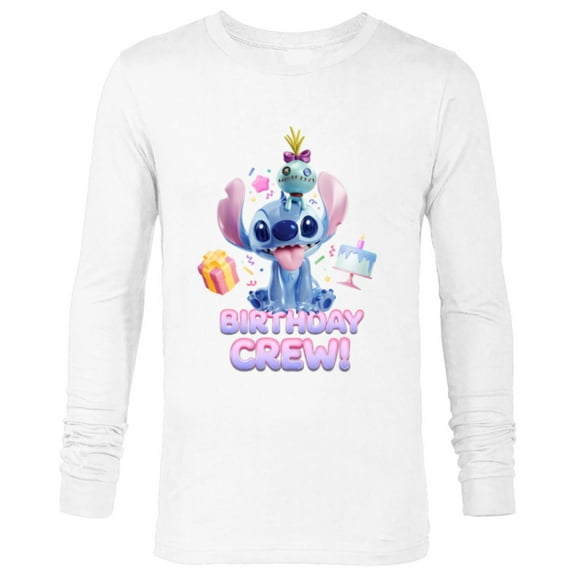 Disney Lilo & Stitch with Scrump Big Shiny Birthday Crew - Long Sleeve T-Shirt for Men - Customized-White