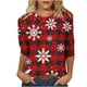 thumbnail image 2 of Puntoco Camiseta de mujer con cuello redondo, manga 3/4 y estampado navideño, jersey de cuello redondo, camiseta de manga larga con cuello redondo, 2 of 5