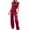 Wine Red, variant on Satin Wide Leg Jumpsuits for Women - Elegant Mock Neck Sleeveless Cocktail Party Romper Wine Red XS