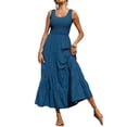 thumbnail image 3 of Biekopu Women Summer Casual Long Dress，Ruched U-Neck Sleeveless Dress Beach Holiday Loose Dress, 3 of 4