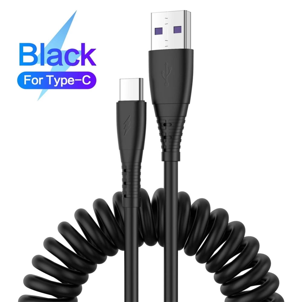 MesaSe USB Charging Cable Spring Coiled USB To Type C Extension Cord Fast Charging Cable Type C Charge Cable for Tablet Phones Laptop