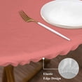 thumbnail image 4 of Pure Coral Red Table Cloth, Round Fitted Tablecloths with Elastic Edge, Simple Solid Color Wipeable Waterproof Table Cover for Kitchen Wedding 55-60 Inches, 4 of 4