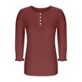 thumbnail image 5 of Sakmal Blouses Women Button Down Cute Garnet Shirts Henley Plain 3/4 Sleeve Shirts for Women, 5 of 7