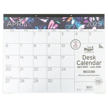 See it Bigger Monthly Desk Pad Calendar Large (22″ x 17″) Blue, 15 month, Apr 2025-Jun 2026