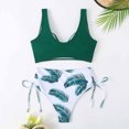 thumbnail image 4 of Lopeceal Women's 3 Piece Textured High Cut Halter Triangle Bikini Swimsuit with Cover Up, 4 of 4