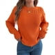 thumbnail image 3 of Suéter de Crochet Calado para Mujer, Jersey de Punto de Larga con Cuello Redondo, Camisa Informal de Otoño e Invierno. Color Naranja L, 3 of 9