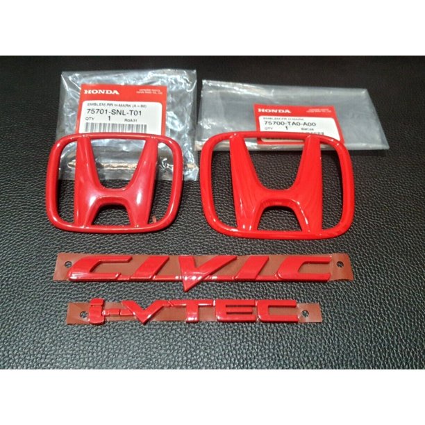 1 juego de insignia bordada H CIVIC i-Vtec FD "roja" para Honda CIVIC FD 2006-2011-