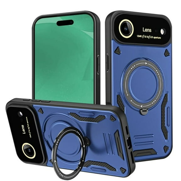 Hybrid Case for iPhone Air, 360 Rotating Kickstand Case with Wireless Charging MagSafe Shockproof Military Grade Drop Protection Phone Case Cover for iPhone Air 6.5-inch,Blue,For iPhone Air