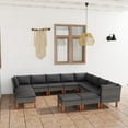 thumbnail image 1 of vidaXL 12 Piece Garden Lounge Set with Cushions Poly Rattan Grey, 1 of 5