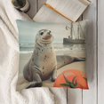 thumbnail image 3 of Cute Seal Single Pack Pillow Cover,Lovely Sea Lion Summer Beach Reversible Print Cushion Cover,Seaside Apple Ocean Animal Paint CouchPillow Cover, 3 of 5
