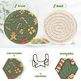 thumbnail image 4 of Yayeee 6 PCS Drink Coasters with Holder Set Woven Absorbent Round Tabletop Hot Pad, Yellow Christmas Gingerbread, 4 of 7