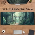 thumbnail image 3 of Japanese Green Forest Gaming Mouse Pad Anime Tree Woodland Desk Mat XL Large, Cute Aesthetics Women Office Desk Decor Laptop Computer Keyboard and Mouse Mat with Stitched Edges Matt 31.5''''x11.8'''', 3 of 6