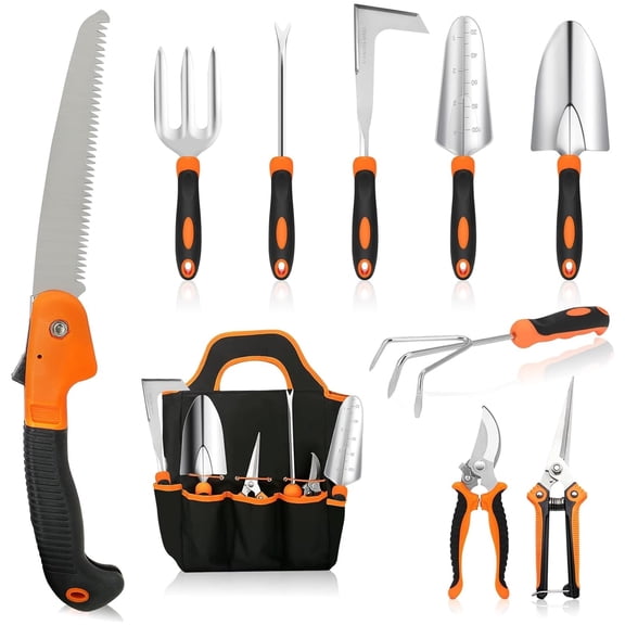 MQ Gardening Tool Set, Heavy Duty 10-Piece Yard Tools with Non-Slip Handles, Gift Tote Bag Included