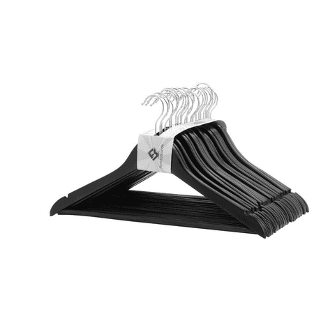Florida Brands 16 Solid Wooden Hangers Black Wood Clothes Coat Suit Dress Pant