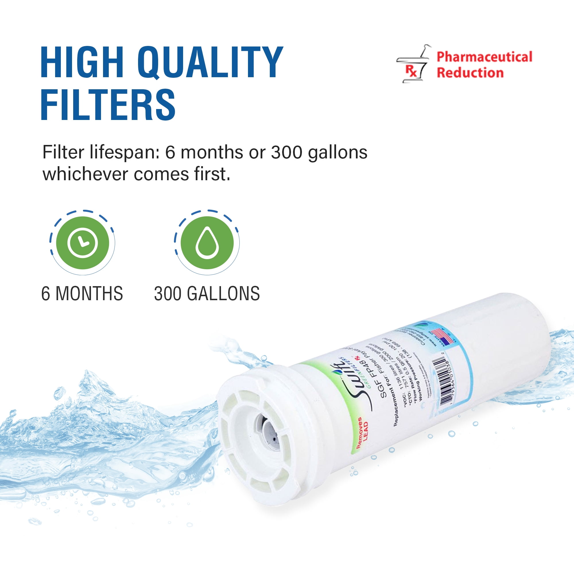 Swift Green Filters SGF-FP48 Rx Compatible Refrigerator Water Filter for 836848,WF296,EFF6017(1Pack)