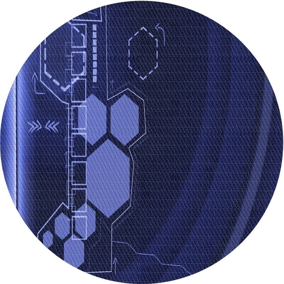 Ahgly Company Indoor Round Patterned Royal Blue Area Rugs, 6' Round