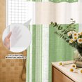thumbnail image 4 of No Hook Shower Curtain, Vintage Mint Green Striped Shower Curtains for Bathroom with See Through Top Window, Farmhouse Modern Stripes Boho Waterproof & Washable Bath Curtain 66"x72", 4 of 9