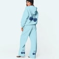 thumbnail image 5 of Cherry Sweat Set for Women Cherry Sweatpants Set for Women Women's 2 Piece Outfits Cherry Trim Print Hoodie Sweatsuit Sets Oversized Sweatshirt Wide Leg Sweatpants With Pockets, Light Blue-XXL, 5 of 6