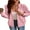Pink, variant on DOKOTOO Hoodies for Women Zip Up Hoodies Oversized Sweatshirts Casual Waffle Hooded Sweatshirt with Pocket S-2XL
