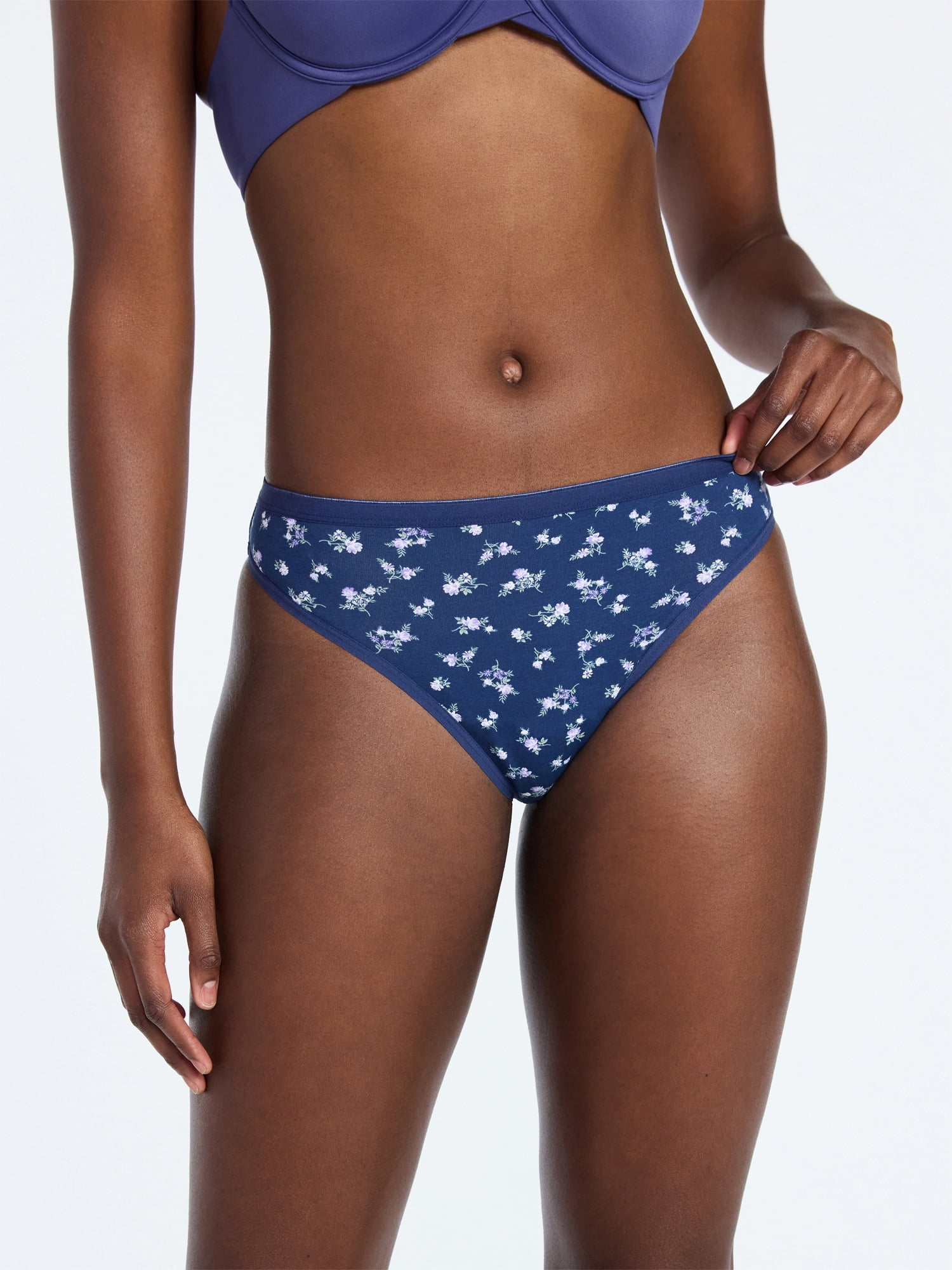 Joyspun Women's Cotton-Blend Thong Panties, 6-Pack, Sizes S-XXXL