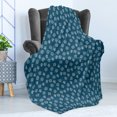 thumbnail image 4 of Nautical Soft Flannel Fleece Throw Blanket, Abstract Underwater Plants Silhouettes Navy Background Illustration, Cozy Plush for Indoor and Outdoor Use, 50" x 60", Petrol Blue and White, by Ambesonne, 4 of 5