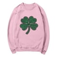 thumbnail image 7 of TKLPEHG Women's St Patricks Day Sweatshirts Long Sleeve Shamrock Heart Printed Pullover Irish Crewneck Casual Loose Tops (Pink,L), 7 of 7