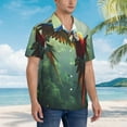 thumbnail image 3 of Balery Flying Parrots In Jungle Camisas hawaianas de manga corta para hombre, camisas playeras de corte holgado, camisas de vacaciones con botones,Large, 3 of 7