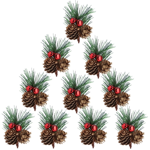 Artificial Christmas Pine Cone Simulation Berry Pendant PVC Mini 10pcs DIY Florist Decoration Wedding Decor Snowy Picks