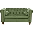 thumbnail image 2 of Velvet Chesterfield Loveseat, Tufted 2-Seater Sofa Couch with Nailhead Trim and Rolled Arms for Living Room Office Décor Green, 2 of 9