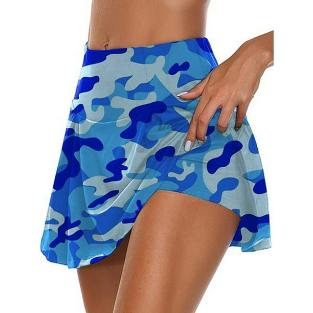 Blue flowy mini skirt hot sale